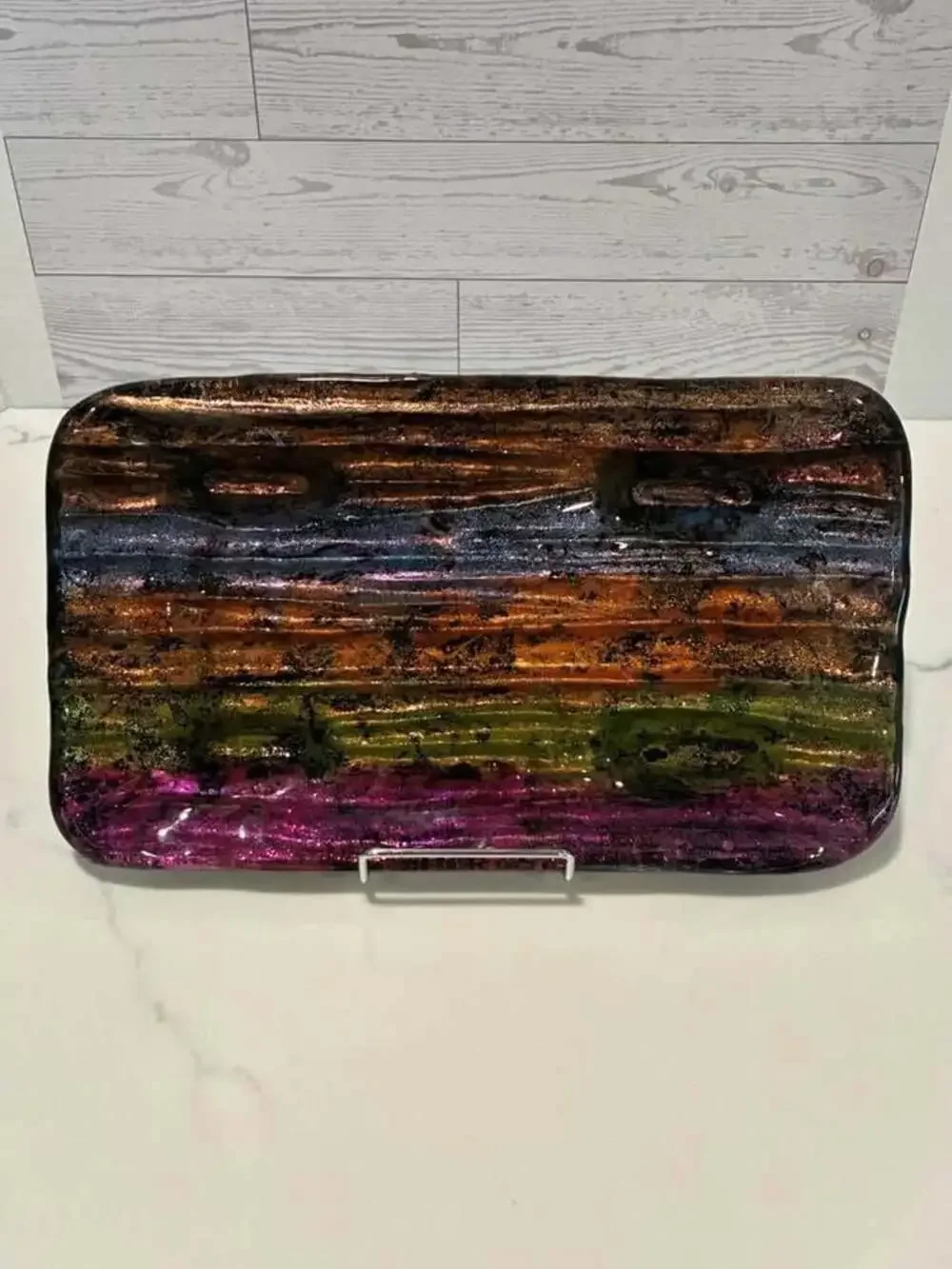 VTG GLASS TRAY …Hand Painted Can be used as a Jewelry Tray or Riser